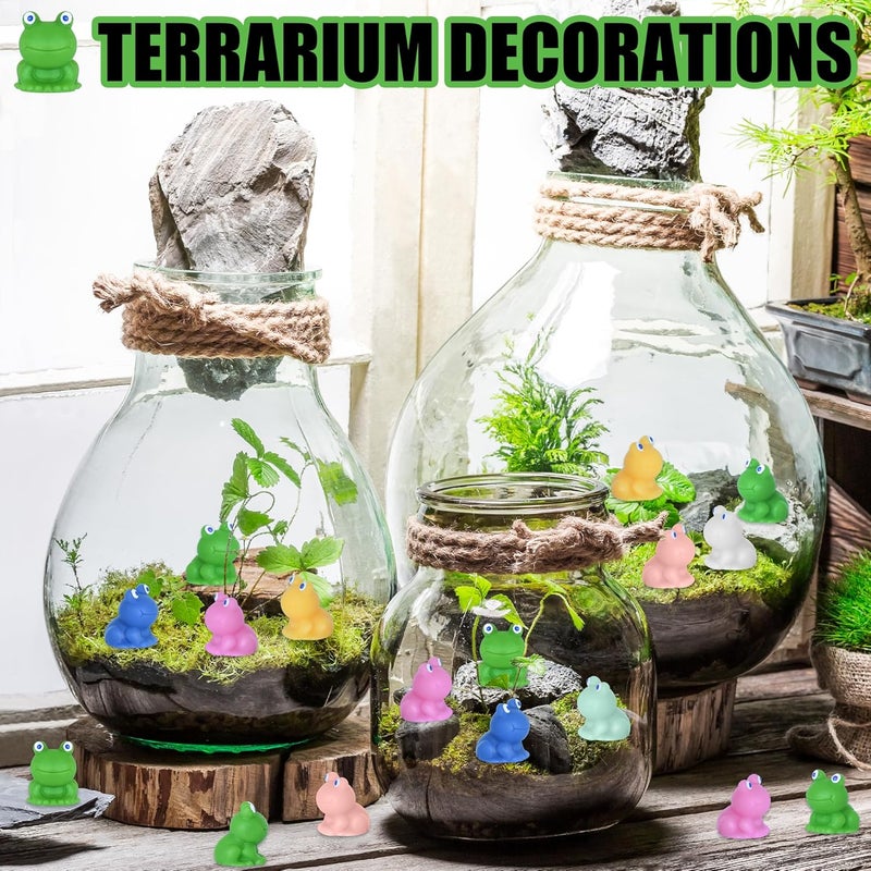 Yuronam 50 PCS Mini Frogs Garden Decor Tiny Plastic Frogs Miniature Resin Frog Figurines for Fairy Garden Miniature Moss Landscape Decoration (Multi Colors) - Image 5